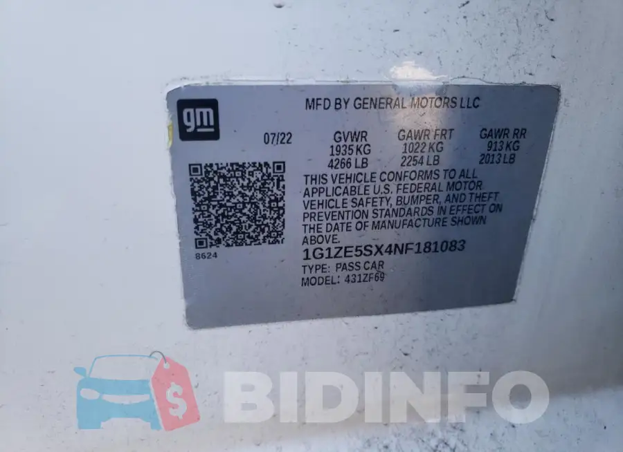 1G1ZE5SX4NF181083 Photo# 12
