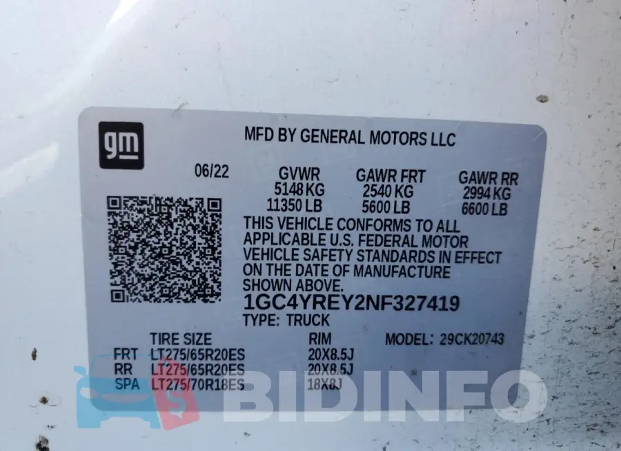 1GC4YREY2NF327419 Photo# 13