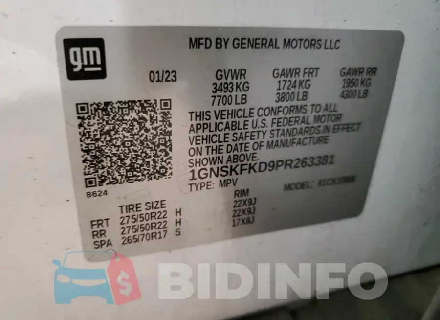 1GNSKFKD9PR263381 Photo# 13