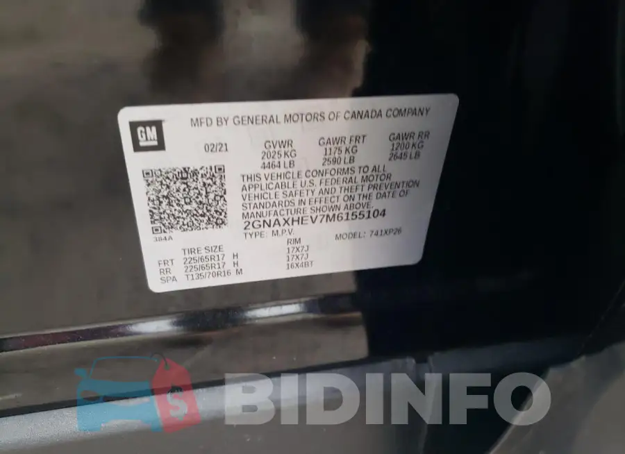 2GNAXHEV7M6155104 Photo# 13