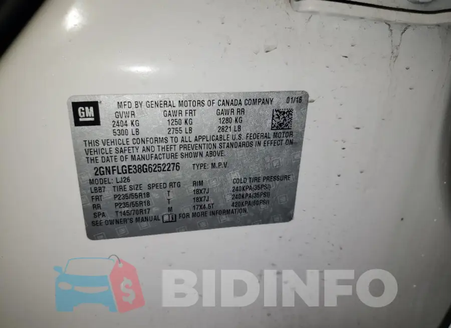 2GNFLGE38G6252276 Photo# 12
