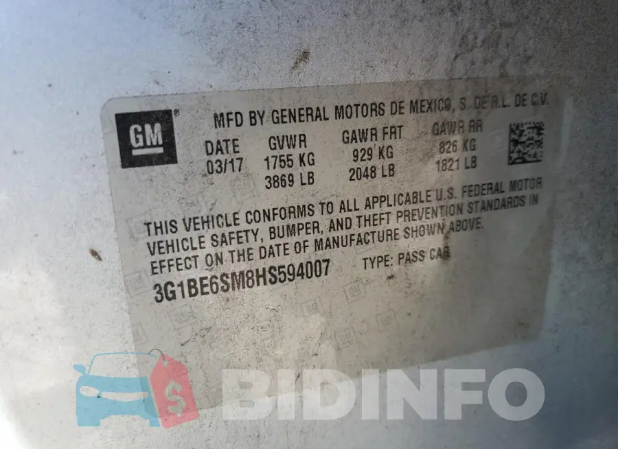 3G1BE6SM8HS594007 Photo# 12