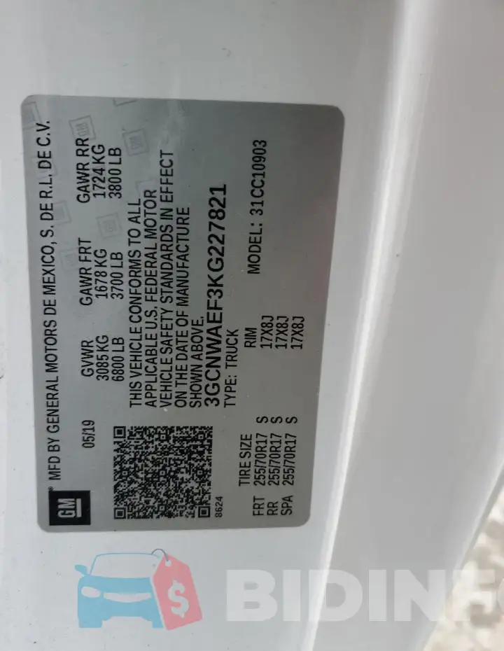 3GCNWAEF3KG227821 Photo# 12