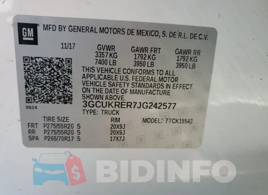 3GCUKRER7JG242577 Photo# 12