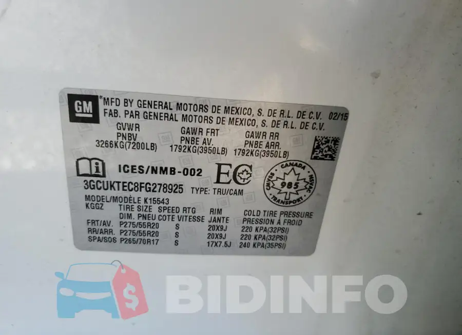 3GCUKTEC8FG278925 Photo# 12