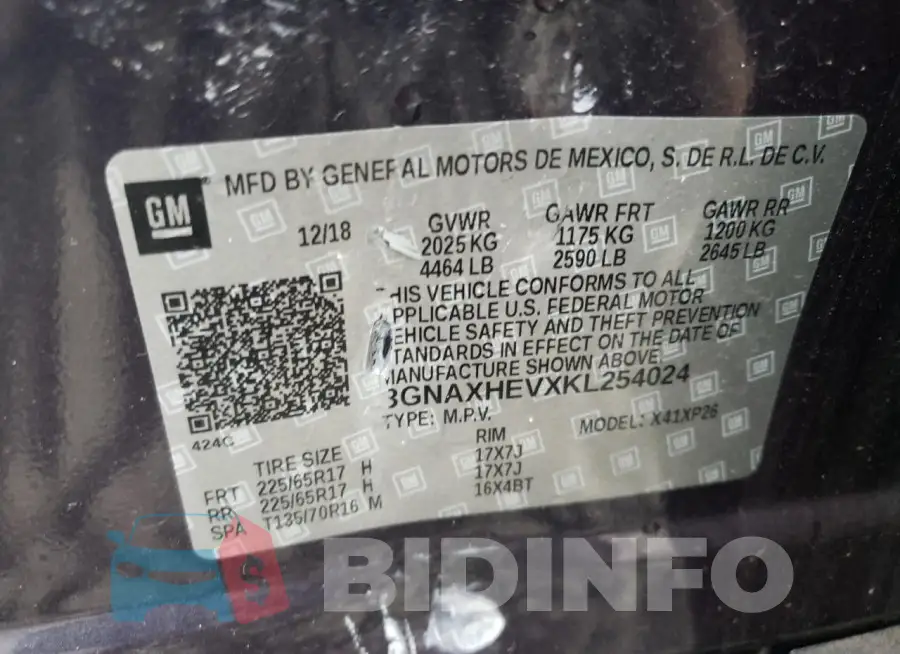 3GNAXHEVXKL254024 Photo# 14