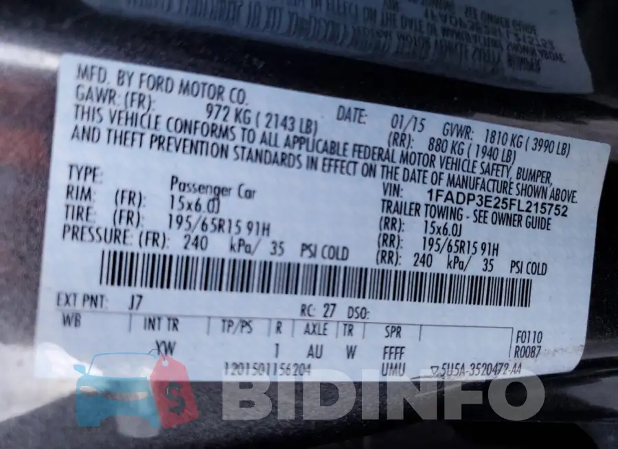 1FADP3E25FL215752 Photo# 12