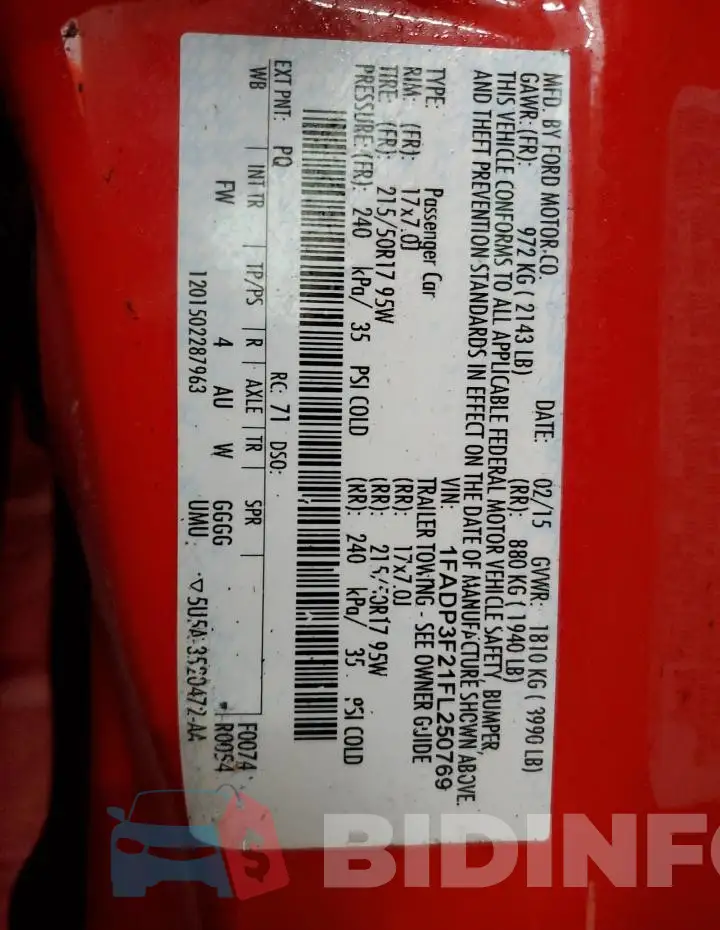 1FADP3F21FL250769 Photo# 12