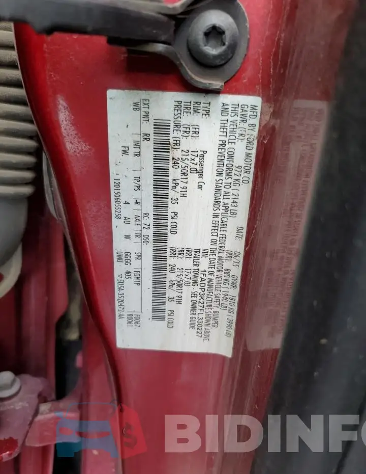 1FADP3K27FL330227 Photo# 12