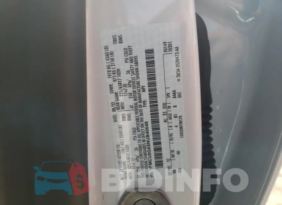 1FMCU0G65NUB40648 Photo# 13