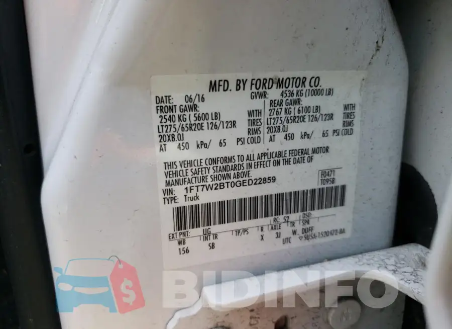 1FT7W2BT0GED22859 Photo# 13