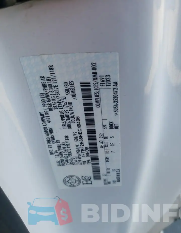 1FTBF2B66HEC49406 Photo# 12
