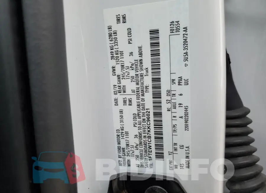 1FTEW1CB7KKC96021 Photo# 12