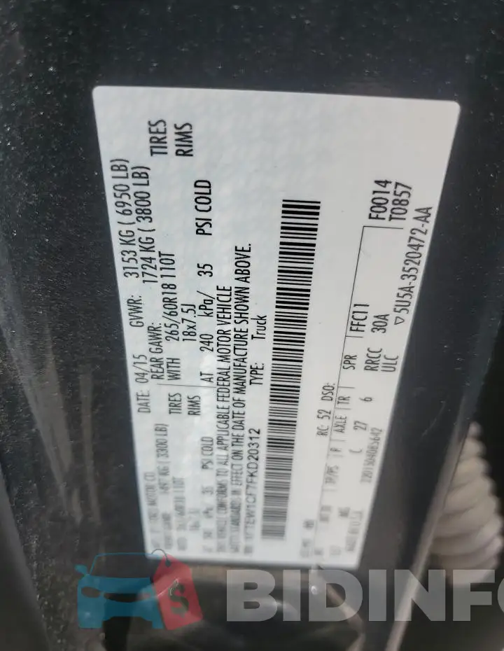 1FTEW1CF7FKD20312 Photo# 12