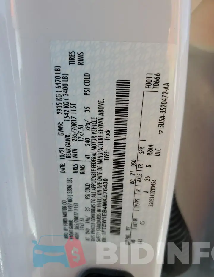 1FTEW1EB4MKE76430 Photo# 12
