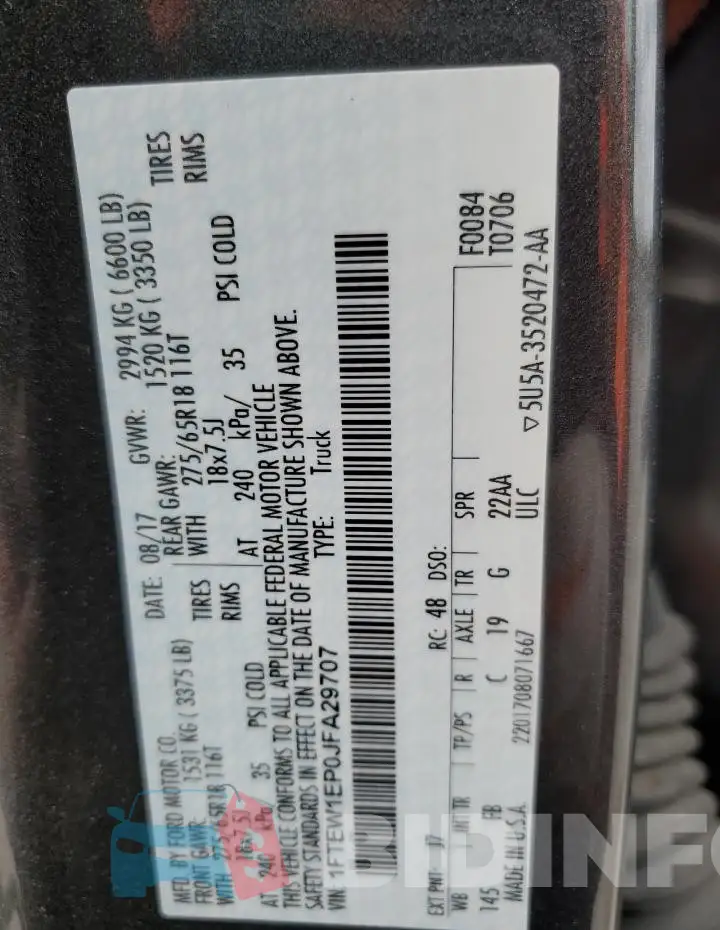 1FTEW1EP0JFA29707 Photo# 12