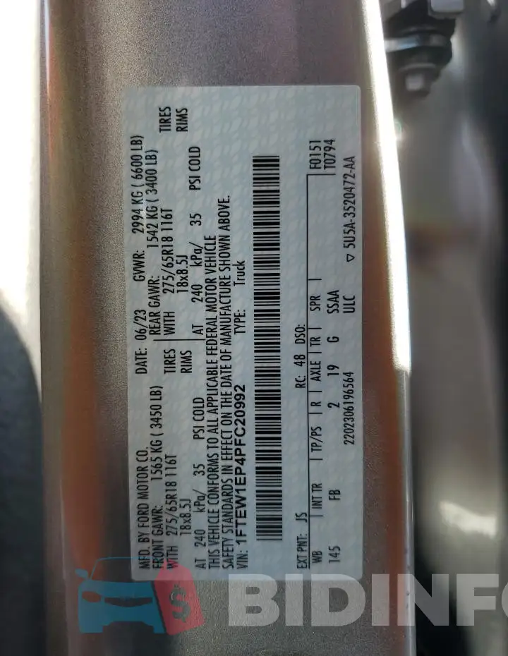 1FTEW1EP4PFC20992 Photo# 12
