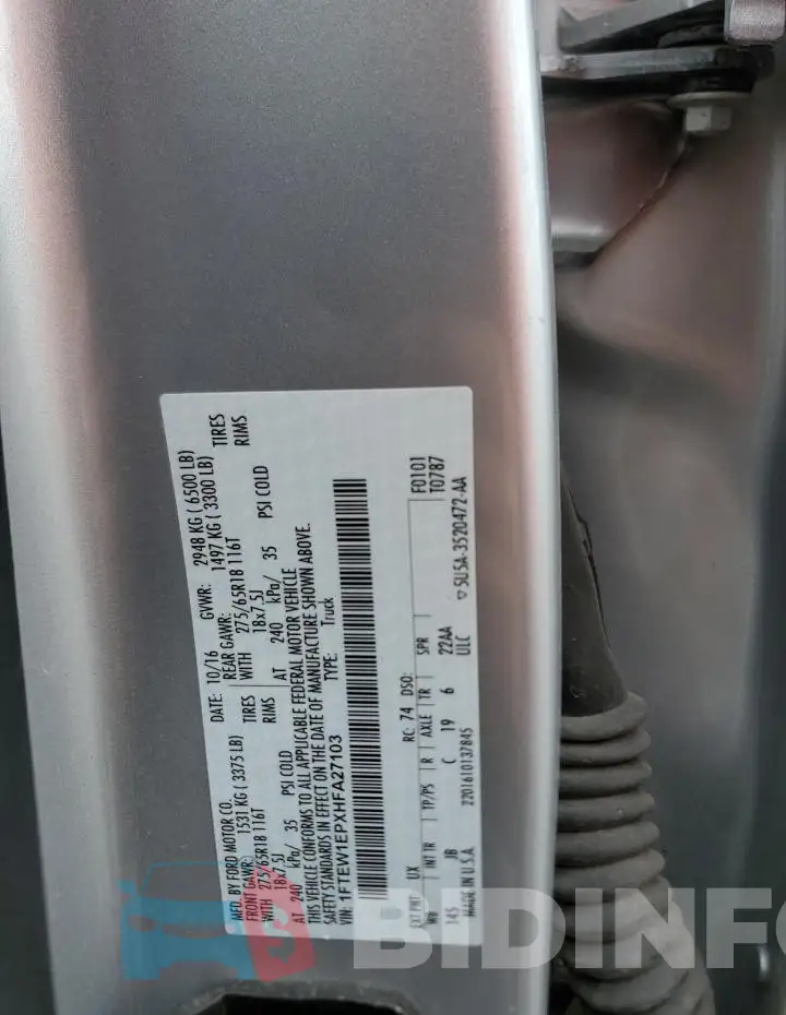 1FTEW1EPXHFA27103 Photo# 12