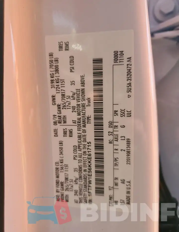 1FTFW1E56KKE61715 Photo# 12