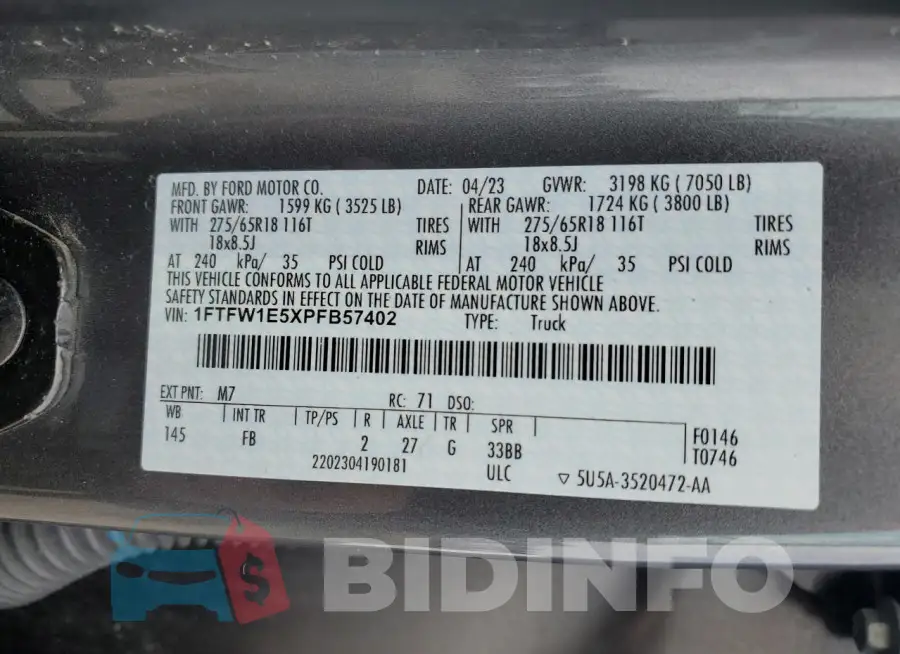 1FTFW1E5XPFB57402 Photo# 13