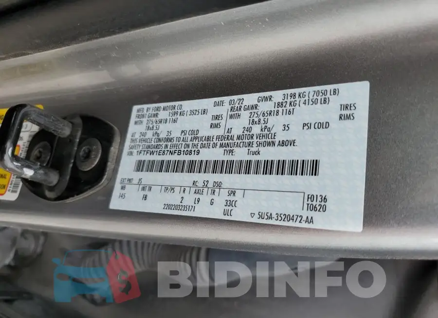 1FTFW1E87NFB10819 Photo# 12