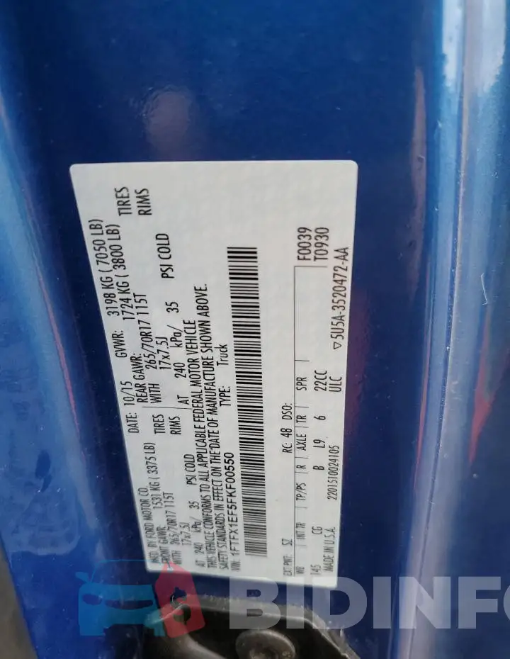 1FTFX1EF5FKF00550 Photo# 12
