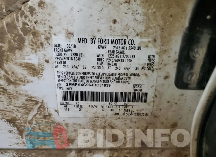 2FMPK4G96JBC31839 Photo# 12