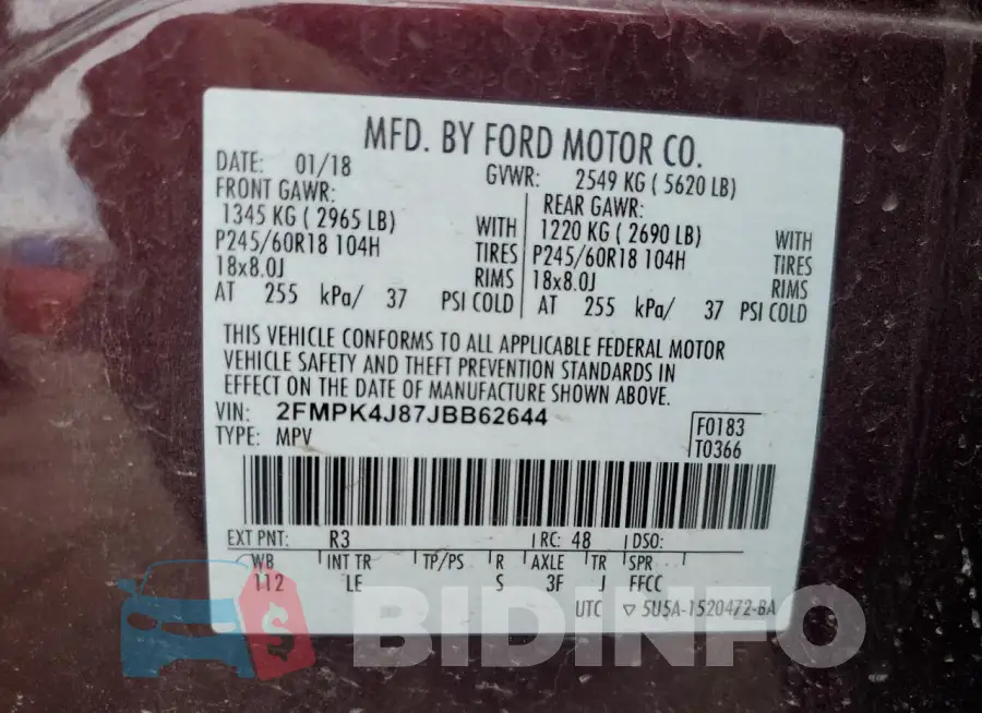2FMPK4J87JBB62644 Photo# 13
