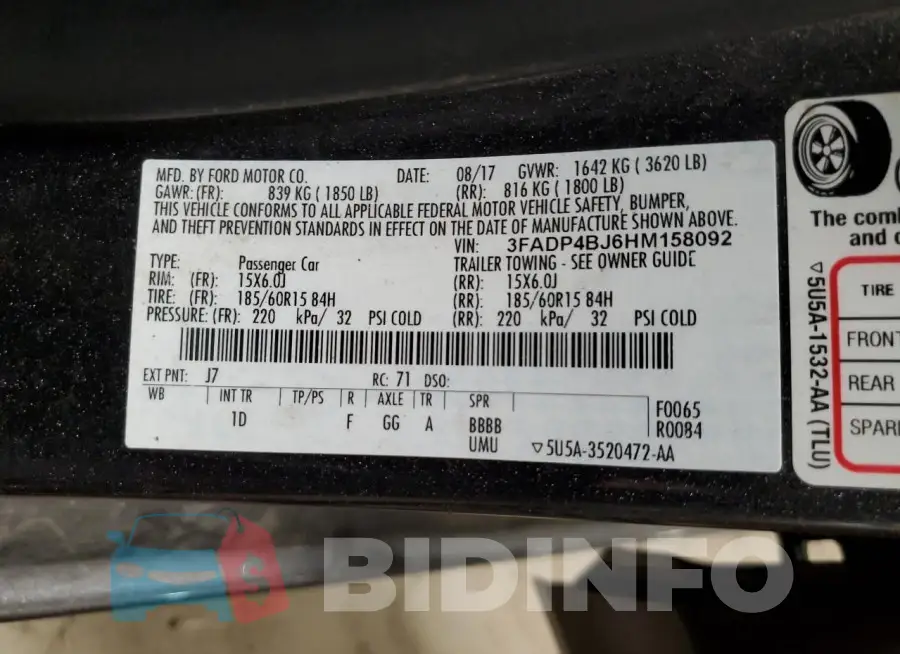 3FADP4BJ6HM158092 Photo# 12