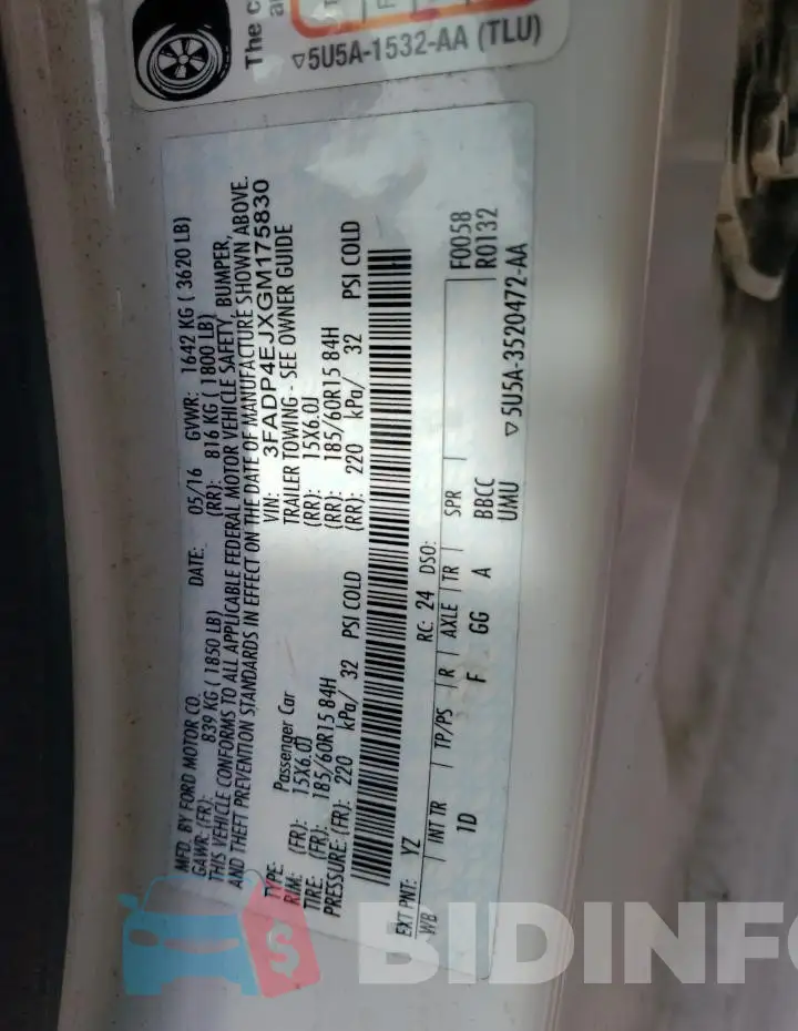 3FADP4EJXGM175830 Photo# 12