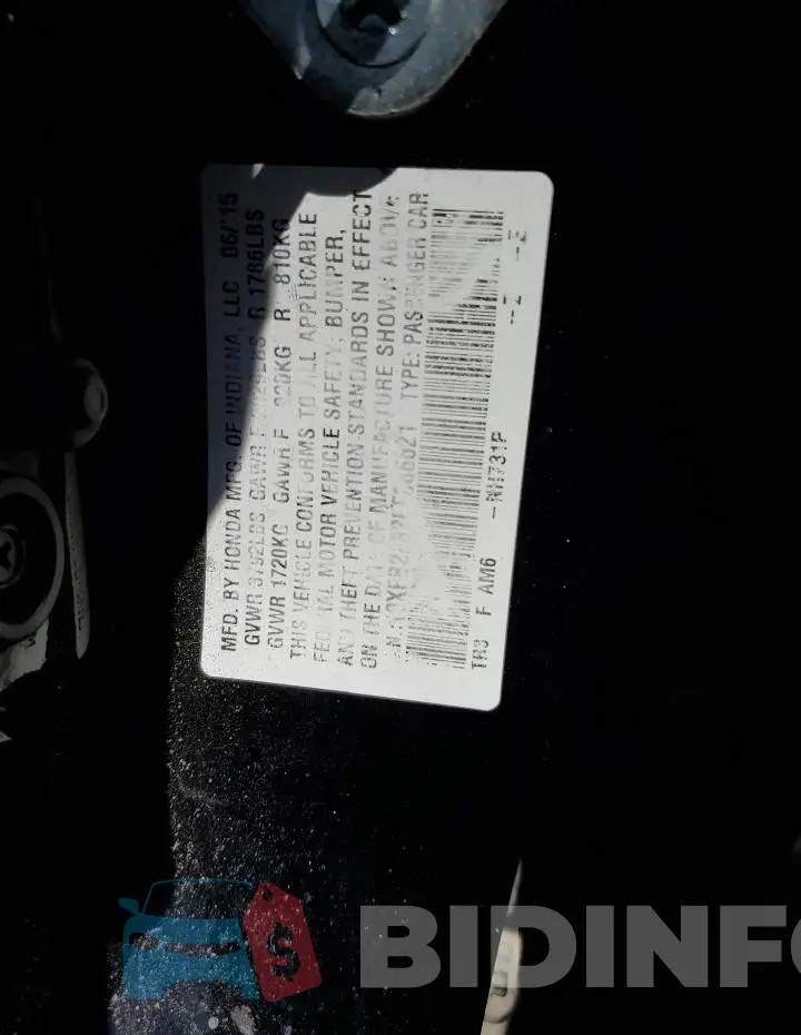 19XFB2F82FE086621 Photo# 12