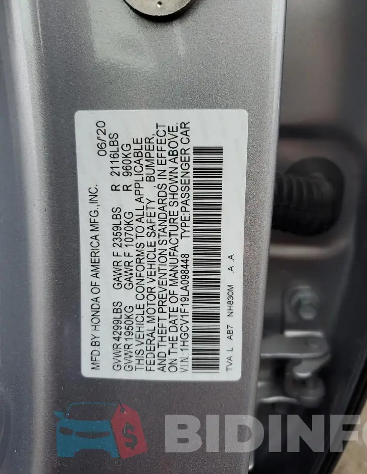1HGCV1F19LA098448 Photo# 12
