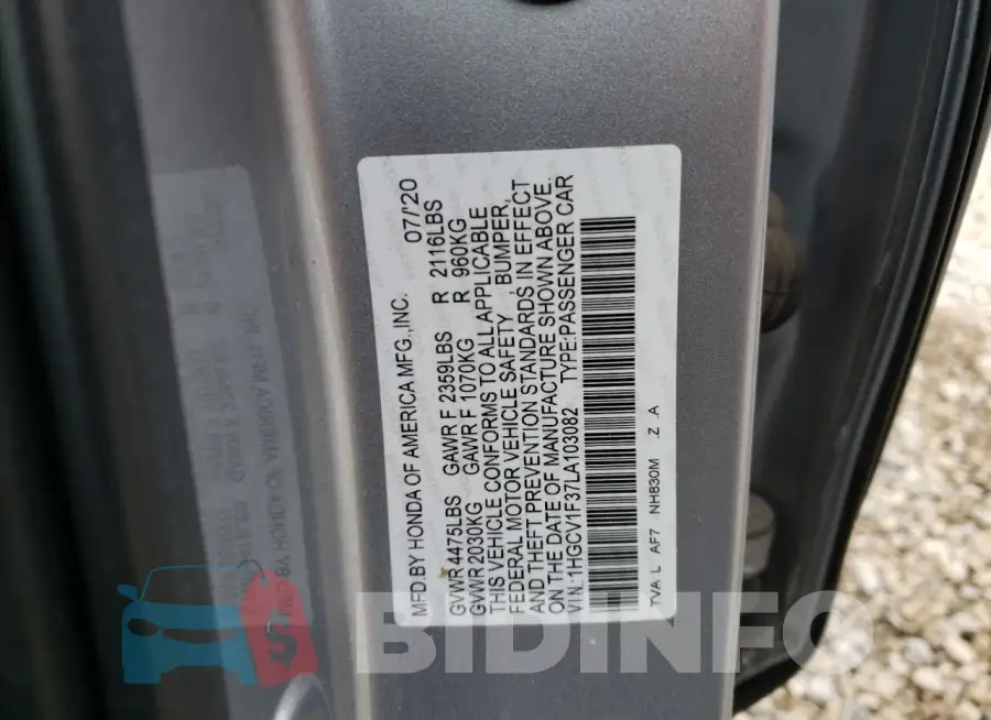 1HGCV1F37LA103082 Photo# 12