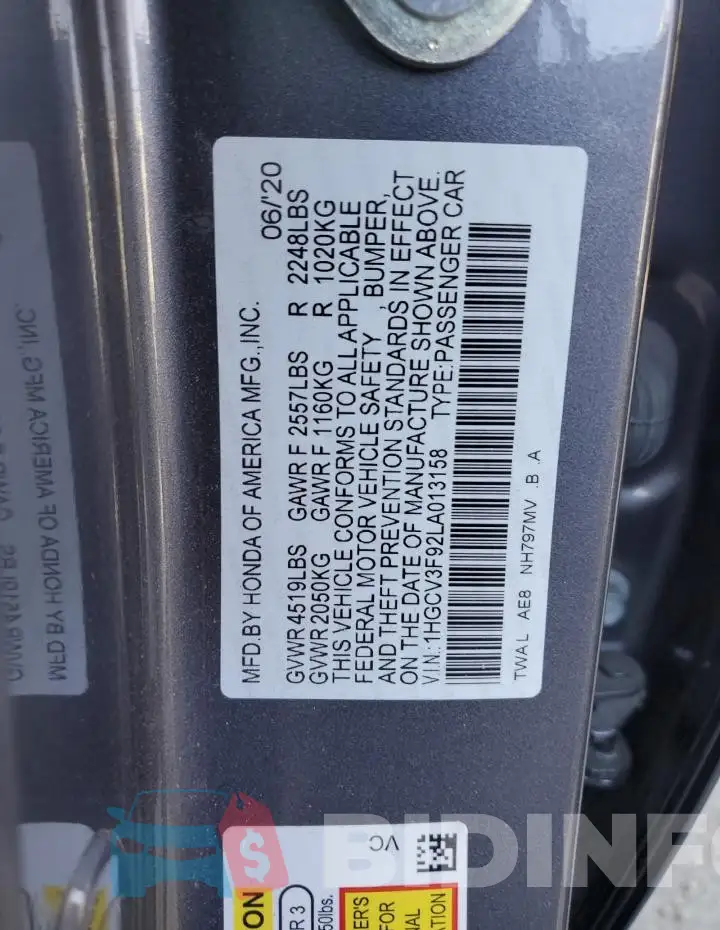 1HGCV3F92LA013158 Photo# 12