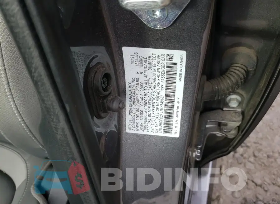2HGFC2F61MH549167 Photo# 12
