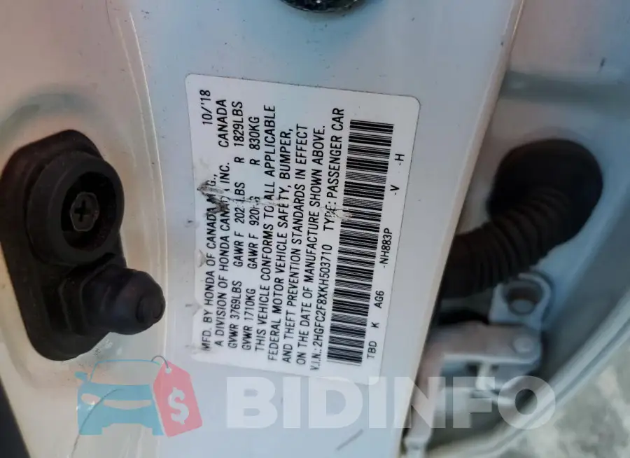 2HGFC2F8XKH503710 Photo# 12