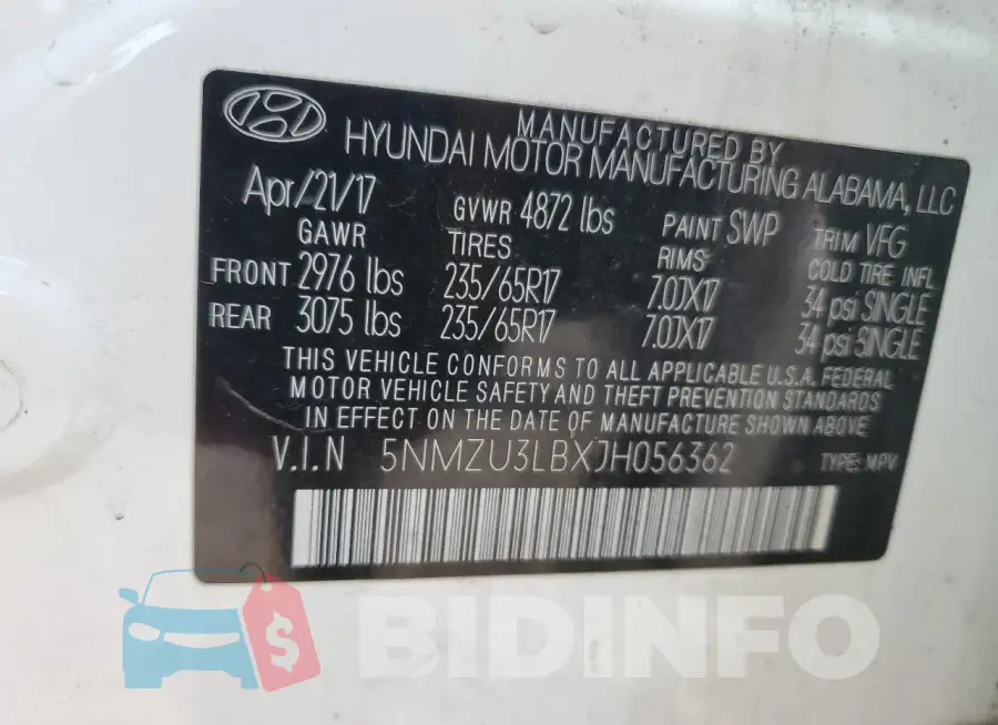 5NMZU3LBXJH056362 Photo# 12