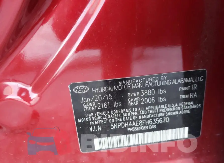 5NPDH4AE8FH635670 Photo# 12