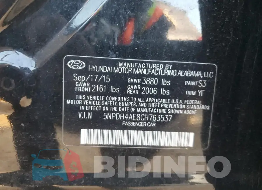 5NPDH4AE8GH763537 Photo# 12