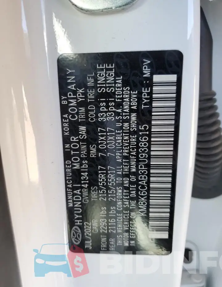 KM8K6CAB3PU938615 Photo# 12