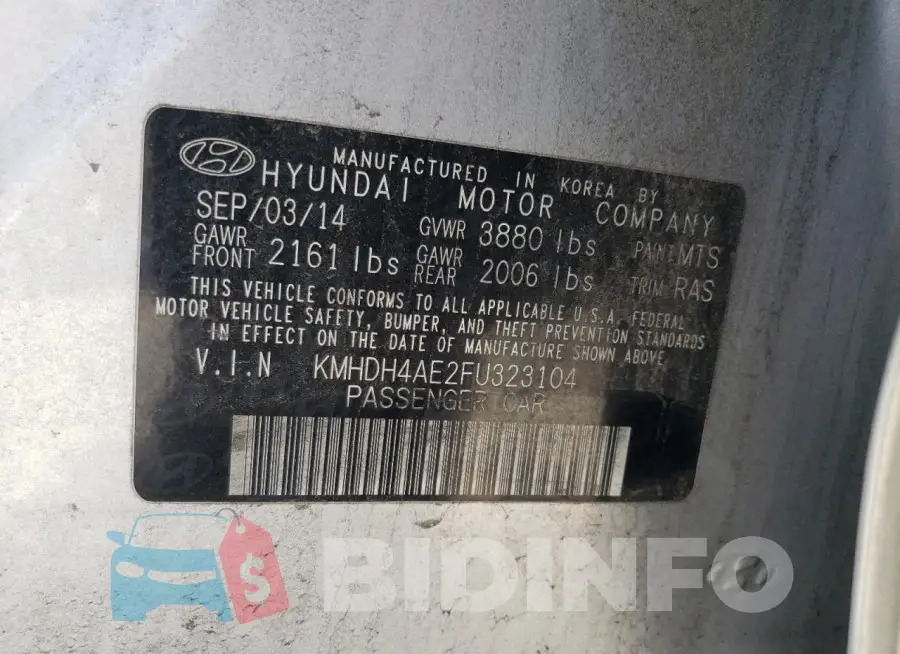 KMHDH4AE2FU323104 Photo# 12