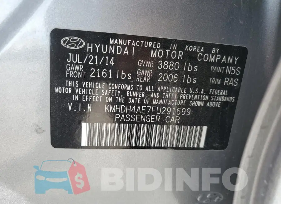 KMHDH4AE7FU291699 Photo# 12