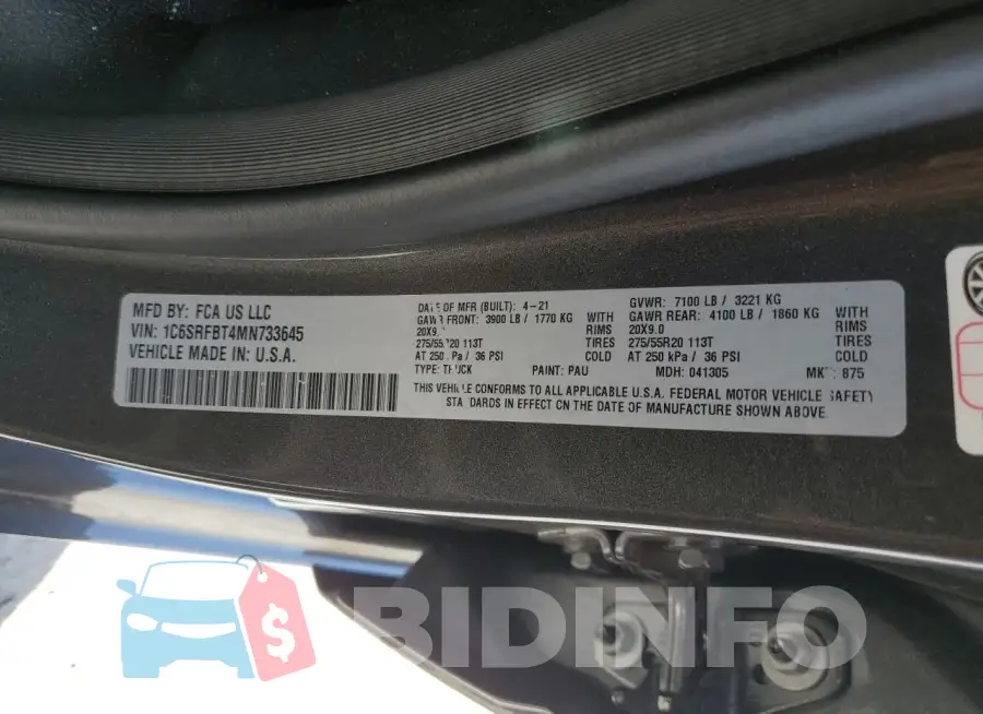 1C6SRFBT4MN733645 Photo# 12