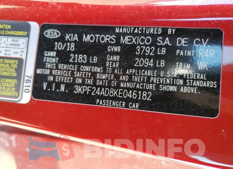 3KPF24AD8KE046182 Photo# 12