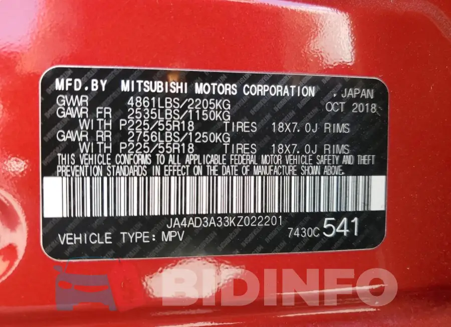 JA4AD3A33KZ022201 Photo# 14