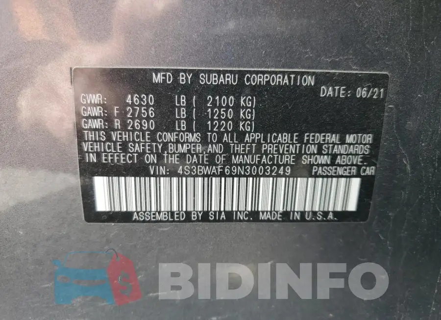 4S3BWAF69N3003249 Photo# 13