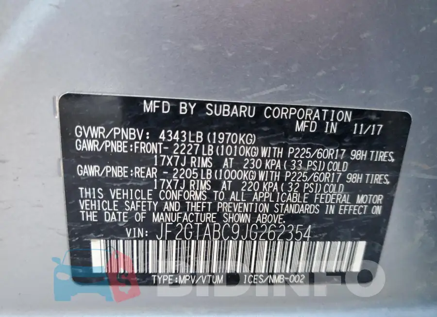 JF2GTABC9JG262354 Photo# 10