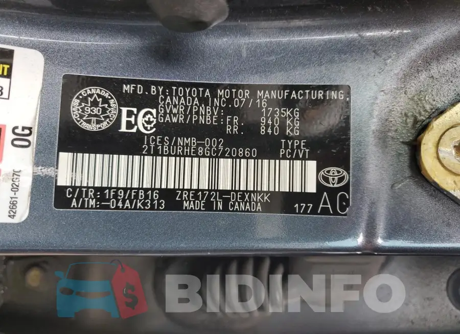 2T1BURHE8GC720860 Photo# 13