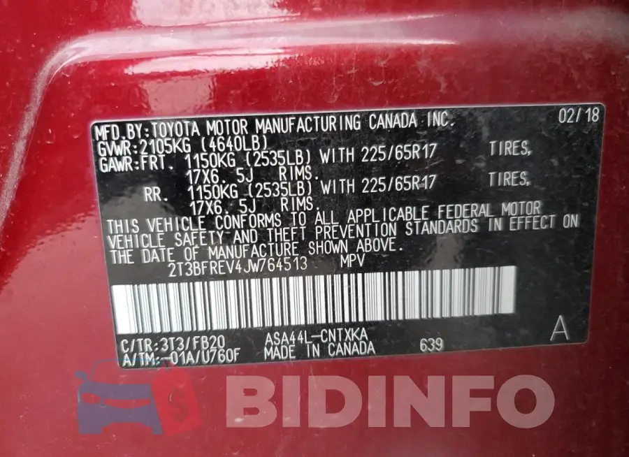 2T3BFREV4JW764513 Photo# 13