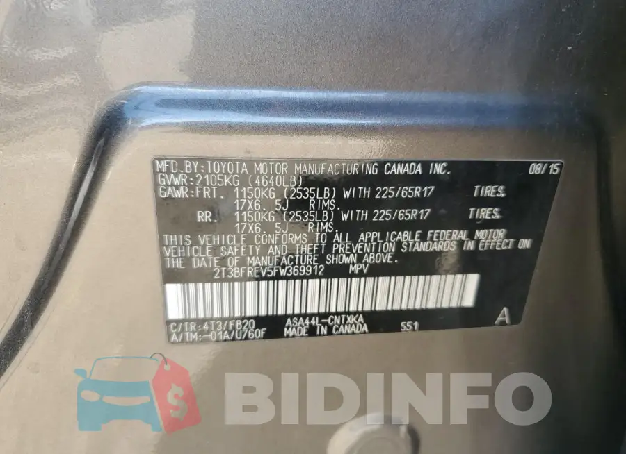 2T3BFREV5FW369912 Photo# 12